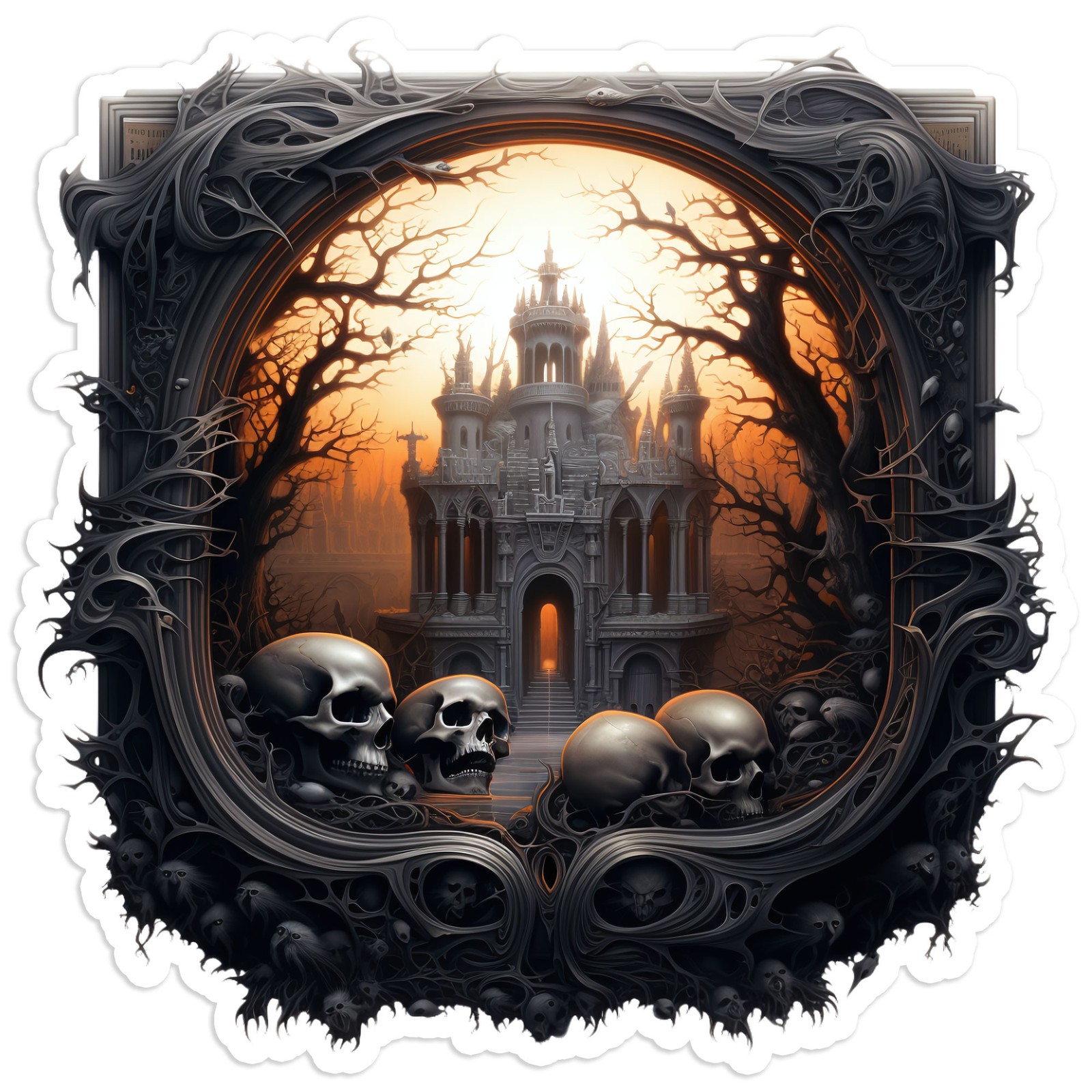 Haunted Castle Gothic Frame – Vinyl Decal Sticker – Car Window Laptop – #1948