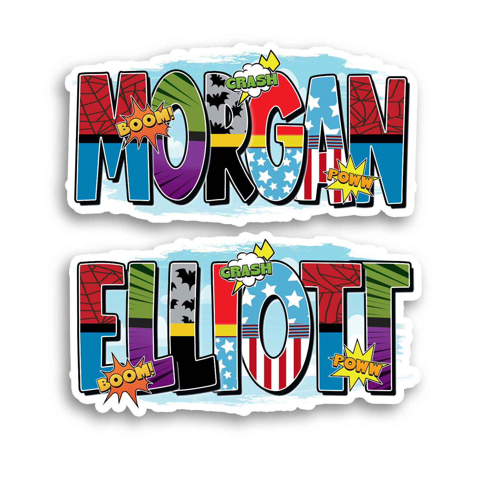 Custom Name Sticker · Vinyl · Personalized · Superhero Style · Cool Aesthetic ·