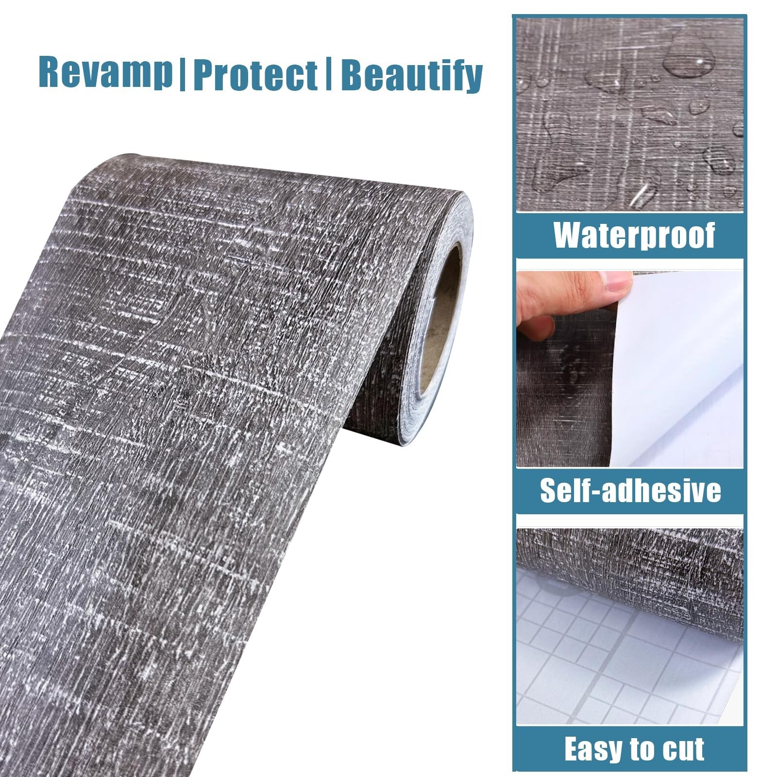 11 Yard Grey Wood Grain Wallpaper Bathroom Mirror Frame Sticker, Various Room…