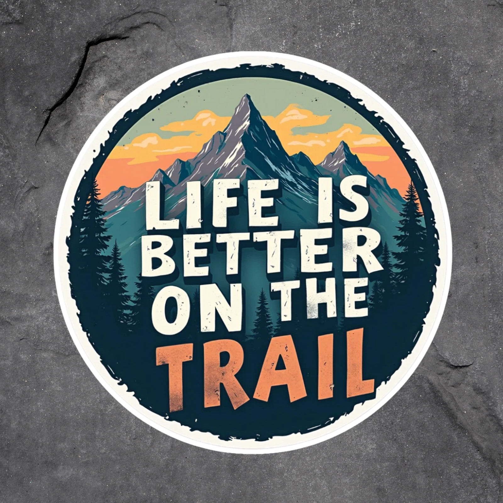 Hiking sticker vinyl decal life is better on the trail mountains