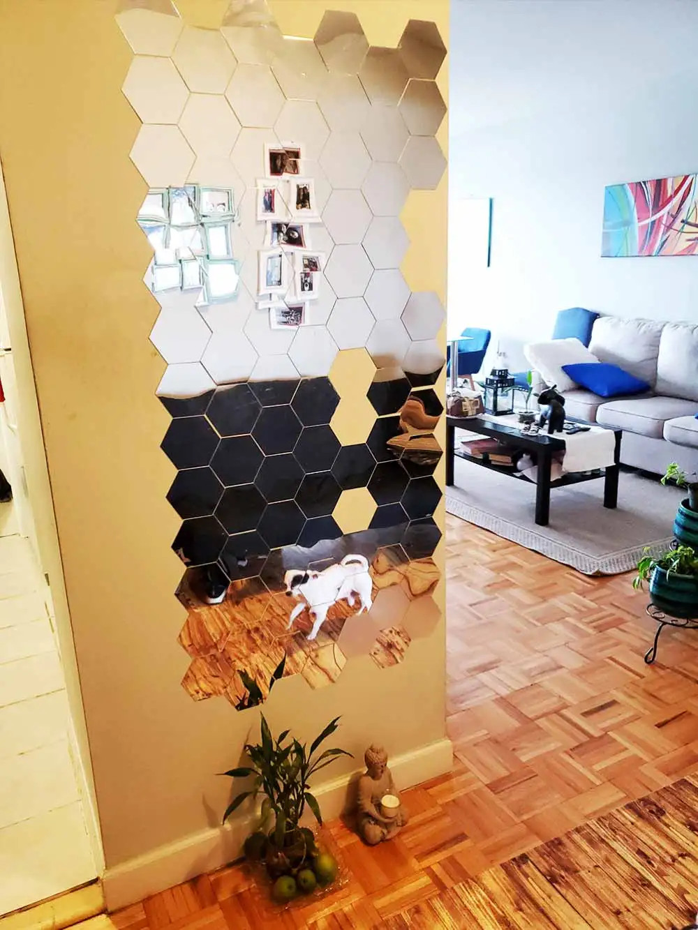 Hexagon Acrylic Mirror Wall Stickers Self Adhesive Tiles Room Home Decor Panels