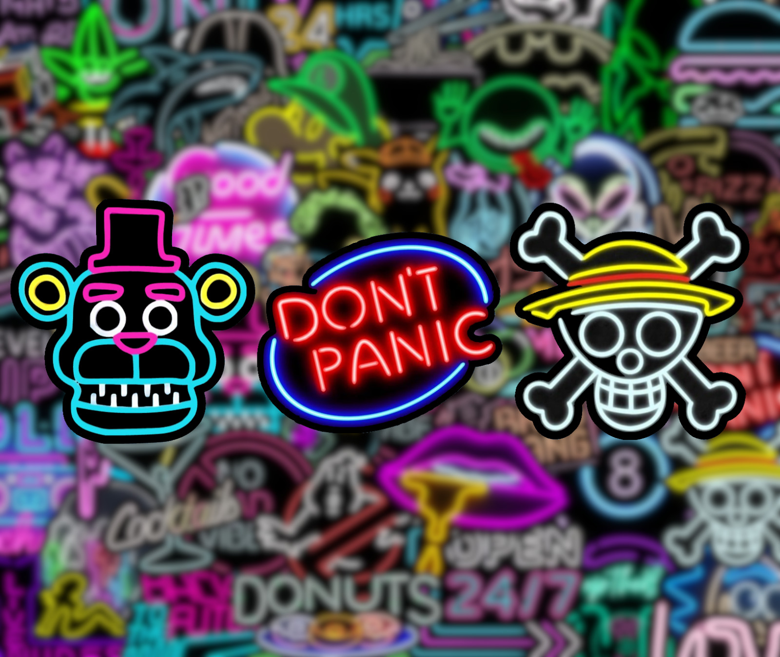 25/50 Piece Neon Light Sticker Pack – Matte Vinyl – Pop Culture Night Decal