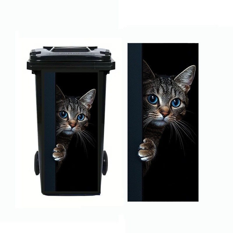 Puppy Donkey Trash Can Decal Funny Vinyl Sticker Easy Apply Removable Colorful