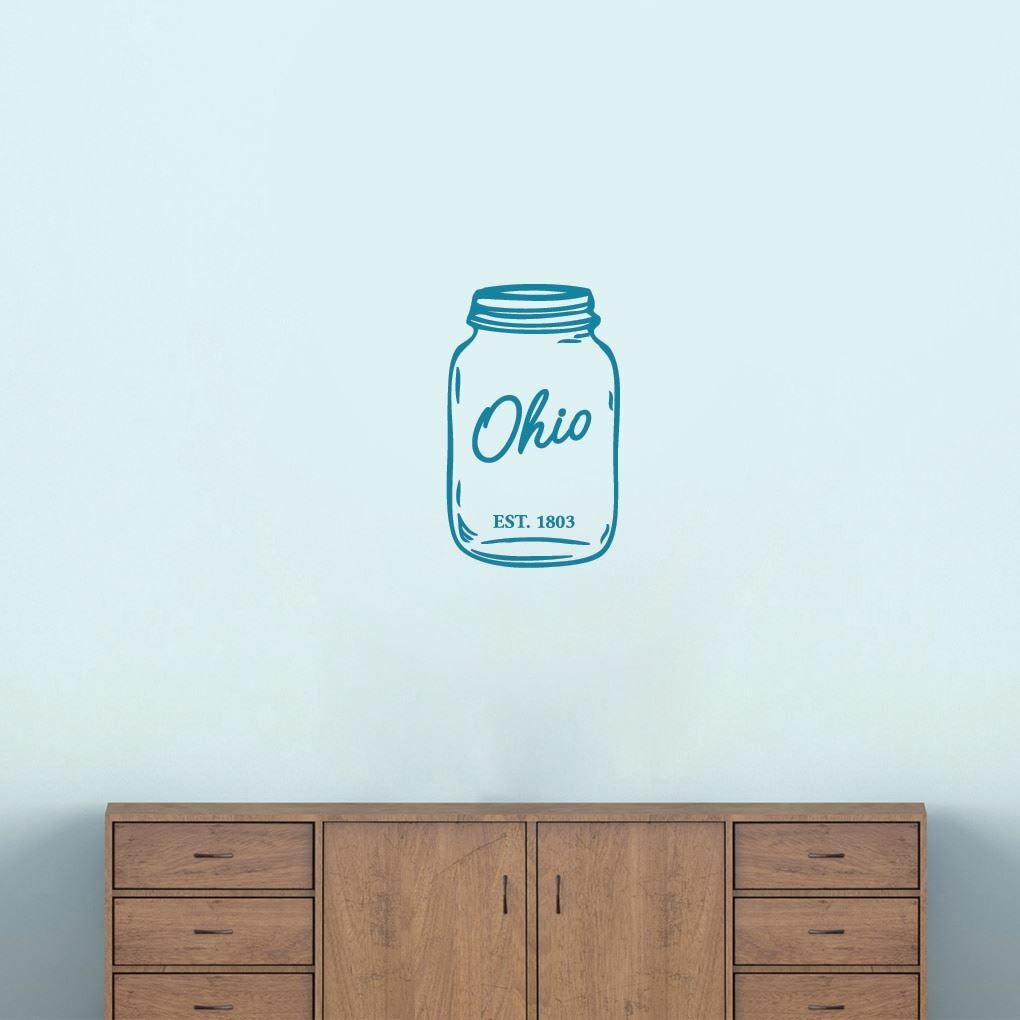 Ohio Mason Jar Wall Decal – State, Home, Farmhouse, Entryway, Living Room, Decor