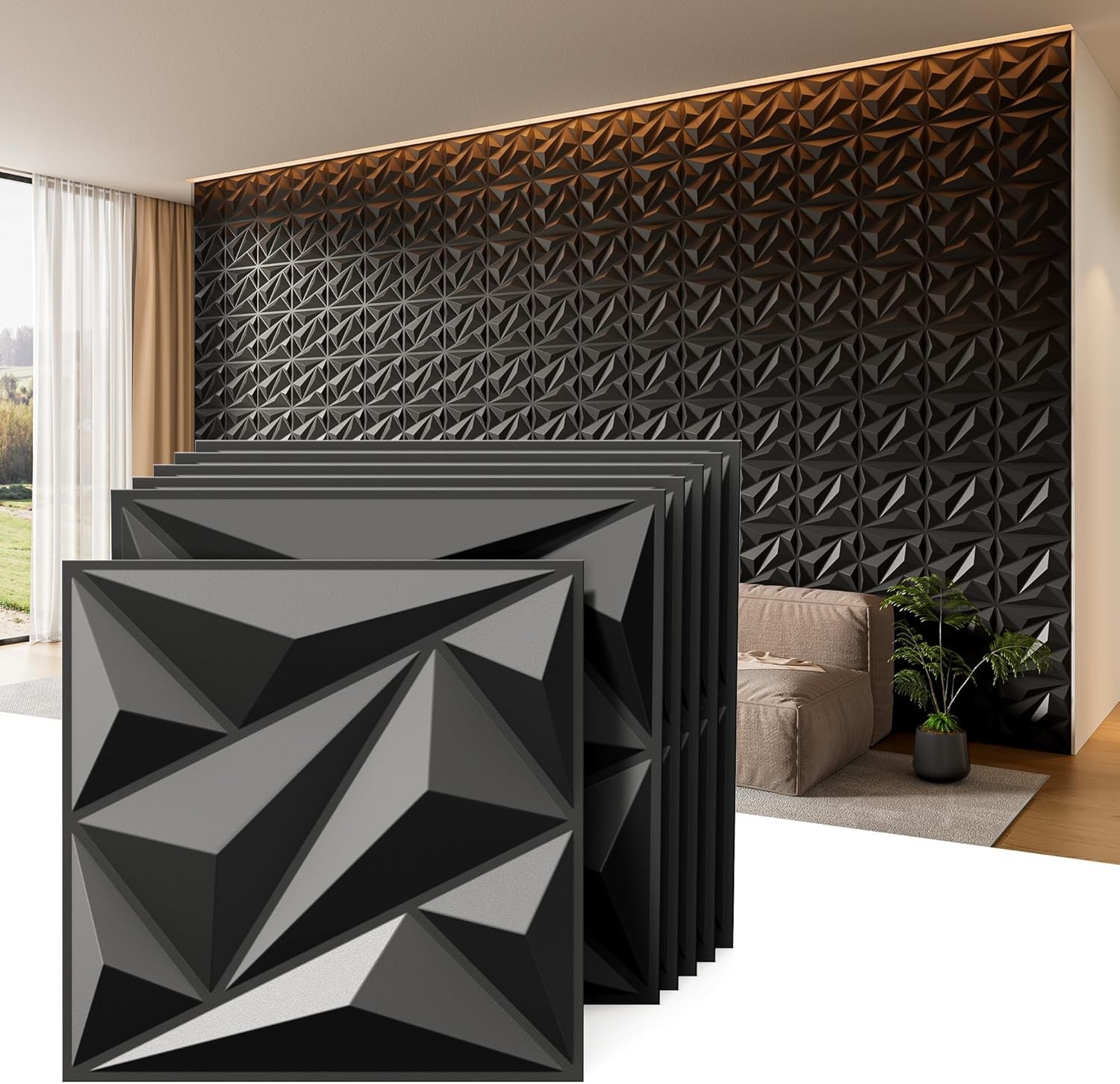 3D Wall Panels, 33 Pack 12 x 12 Inch Decorative Wall Panels PVC Accent Wall P…