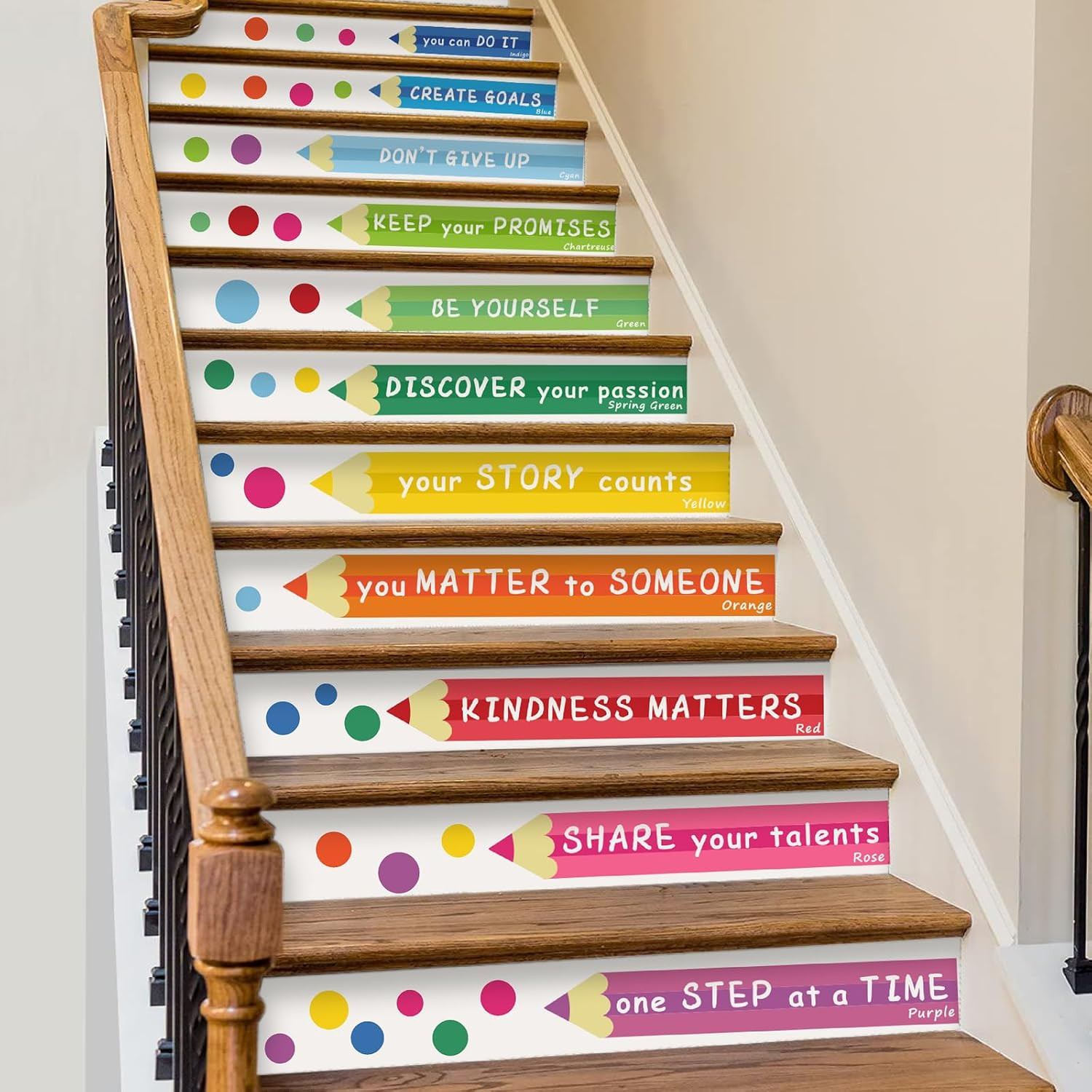 Colorful Kids Playroom Wall Decals – Staircase Door Art Sticker