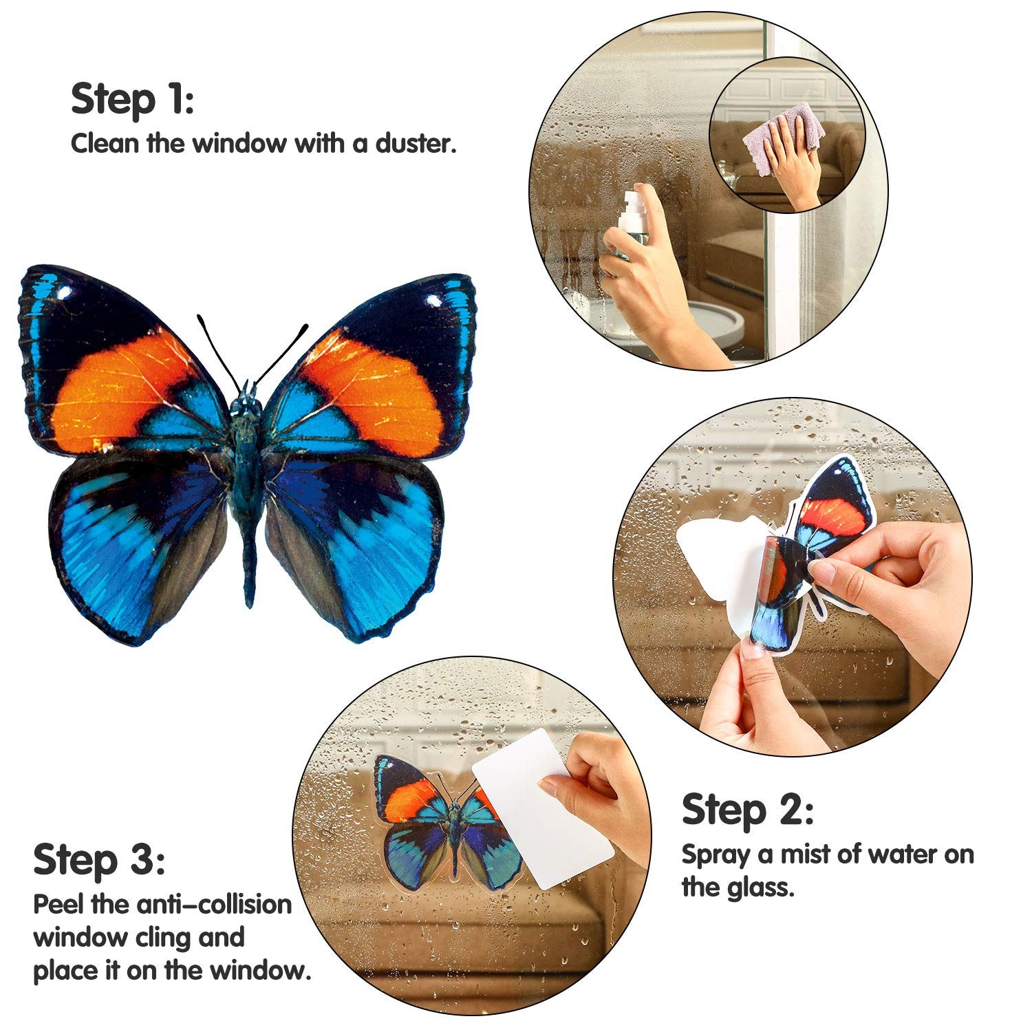Outus 40 Pieces Butterfly Window Stickers for Glass Multicolor