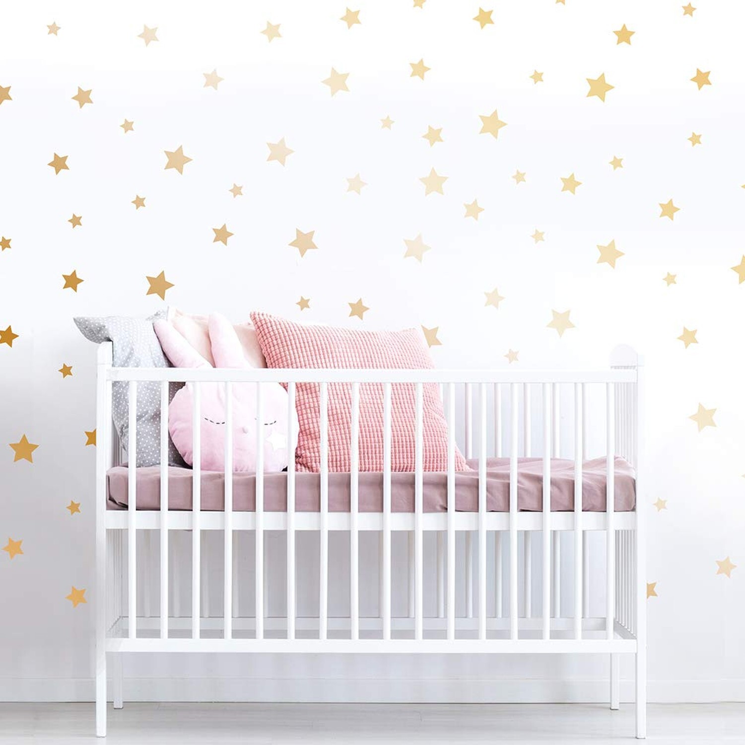 Paper Riot Co. Peel-and-Stick Assorted Metallic Matte Gold Stars Vinyl Wall D…