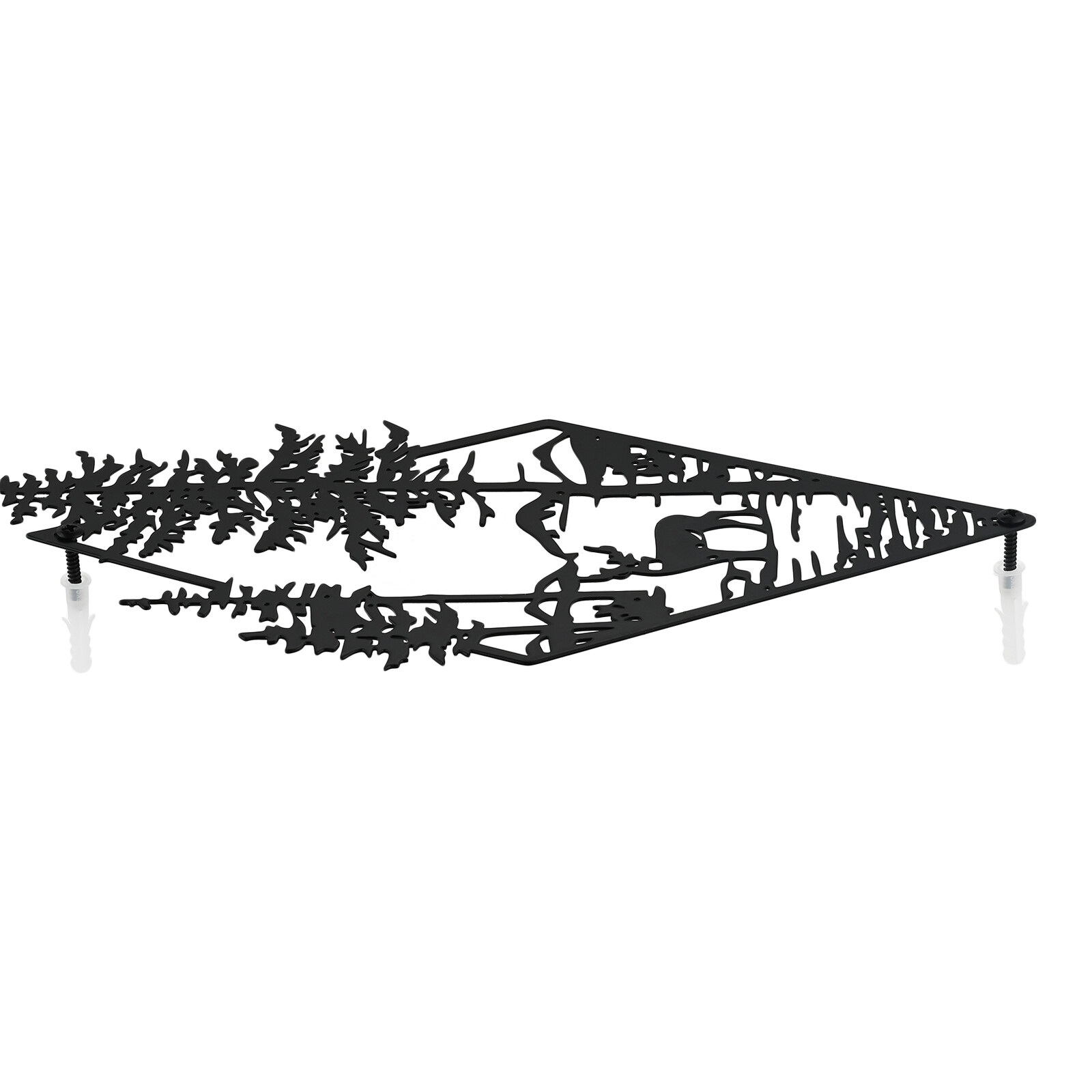 Metal Rhombus Deer & Forest Wall Art Decoration for Living Room Bedroom Kitchen