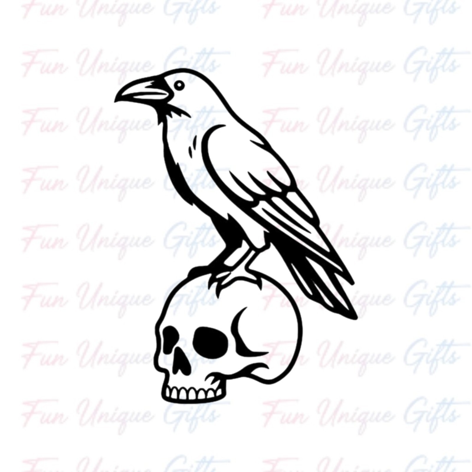 Skull & Crow Vinyl Decal Sticker -Multiple Colors & Sizes- FREE SHIPPING