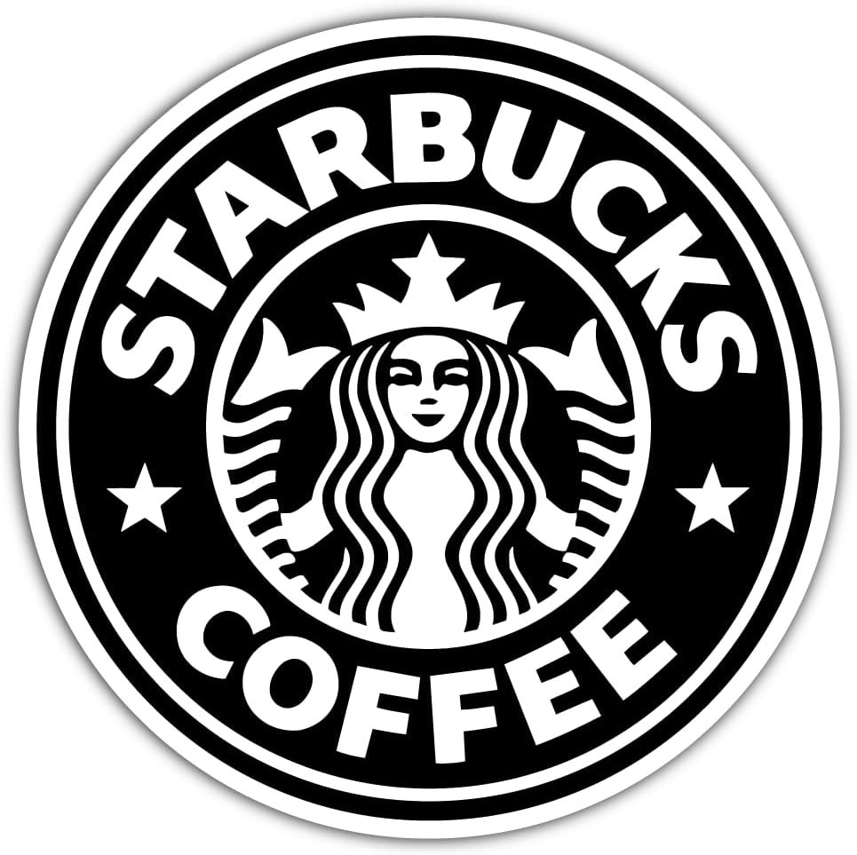 3 (Pieces) 3", 4" and 5" Starbucks Logo Sticker, Waterproof Vinyl Decals