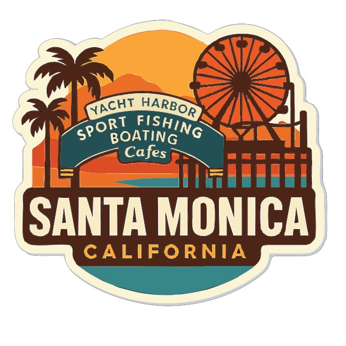 Santa Monica California Sticker Decal Vinyl Die-Cut City Skyline Landmark Design