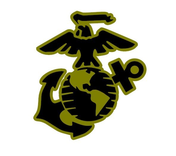 UNITED STATES MARINE CORPS EAGEL & GLOBE EMBLEM VINYL DECAL/STICKER OLIVE/BLACK