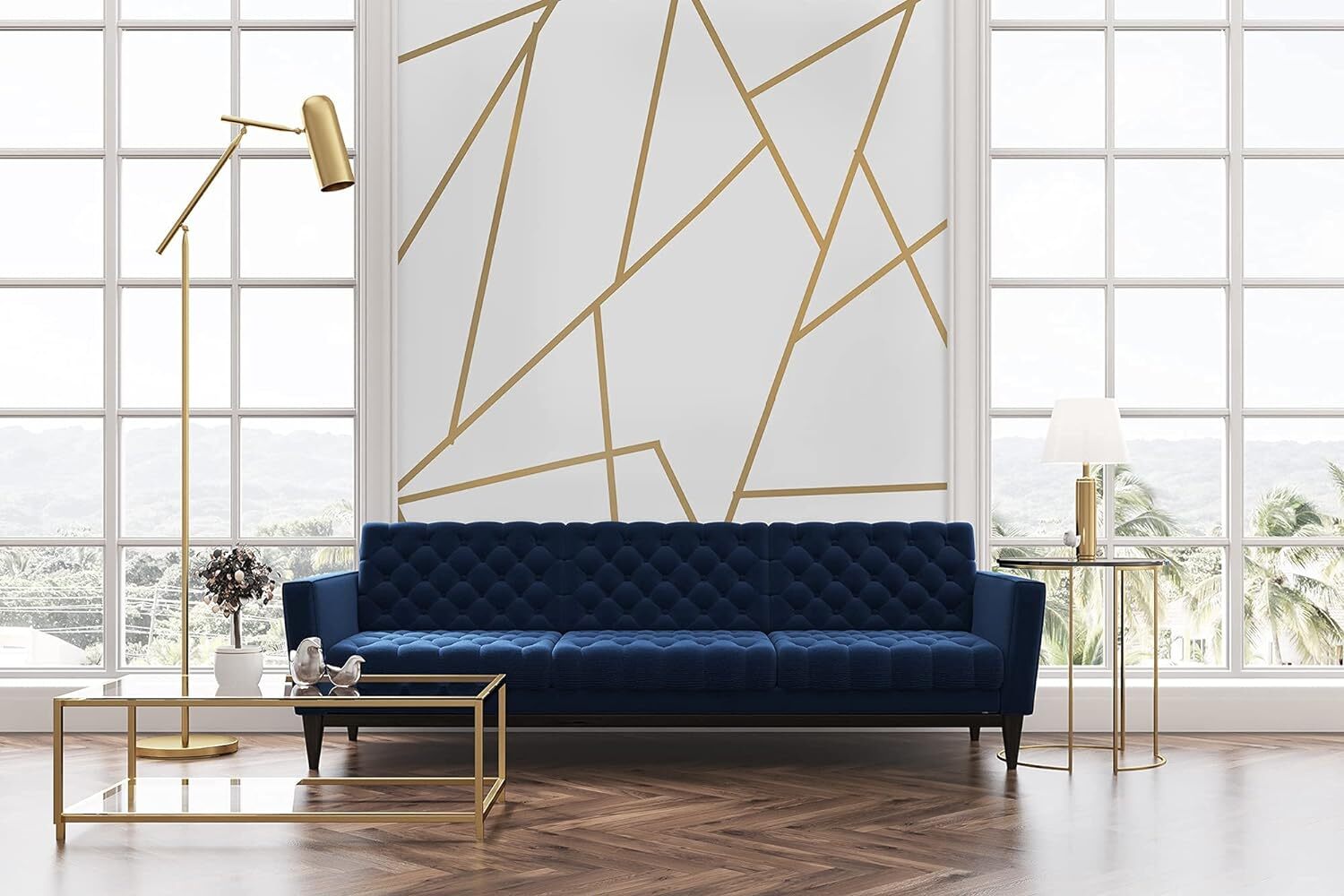 Murwall Gold Wall Decal Peel and Stick | Geometric Line Sticker |