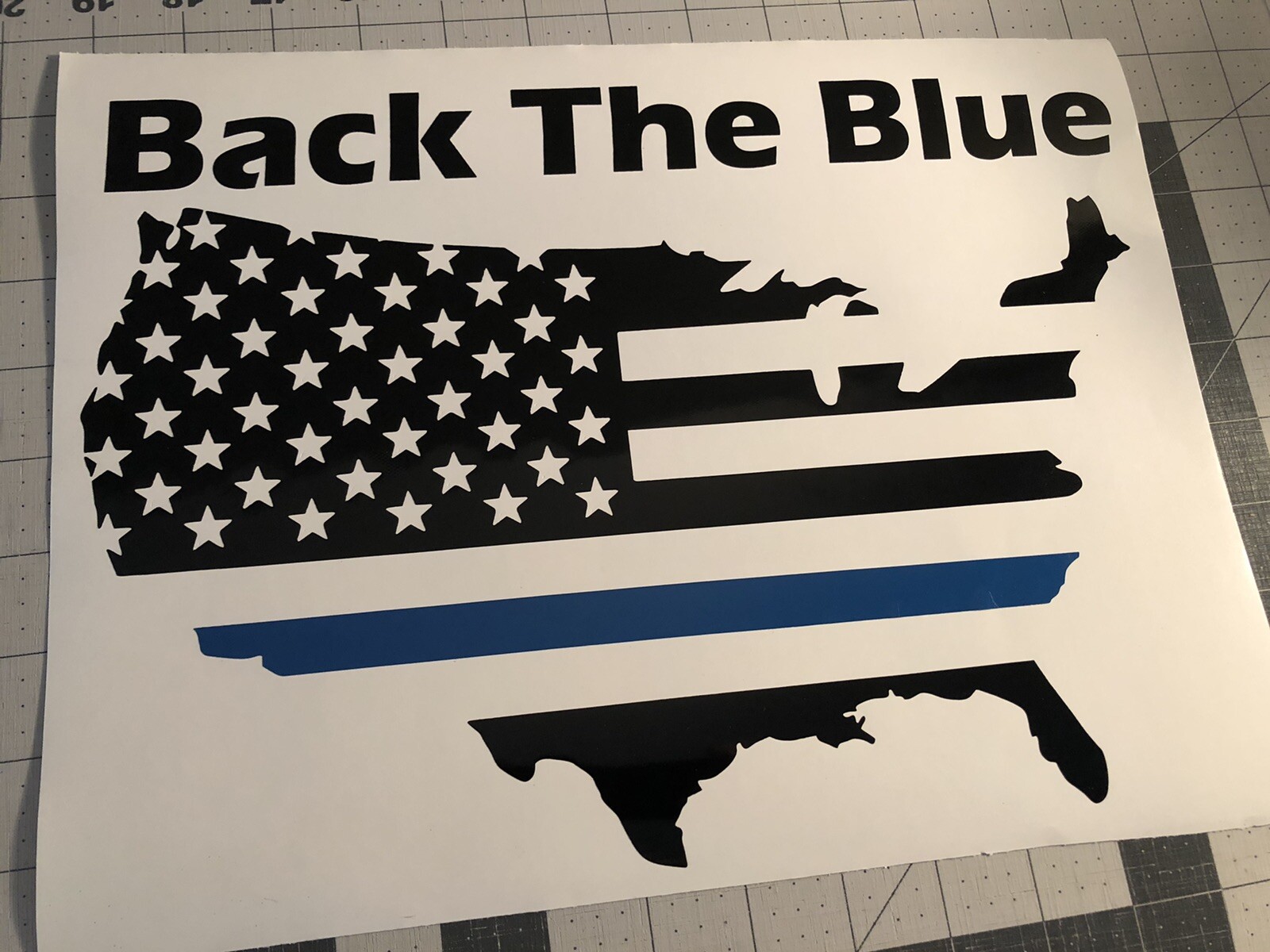 Vinyl Decal for Window – Back The Blue (Police), American Flag, United States