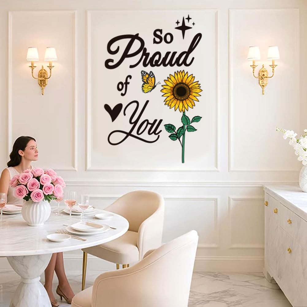 5 Pieces Bible Verse Wall Stickers Inspirational Wall Decal Sunflowers and Bu…