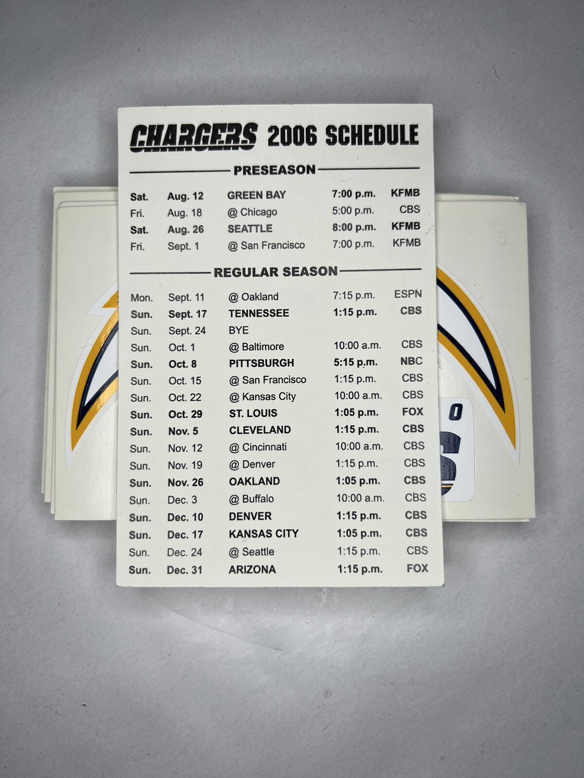Retro San Diego LA Chargers 4” Bolt Logo 2006 Schedule Included 2 Stickers! 14-2