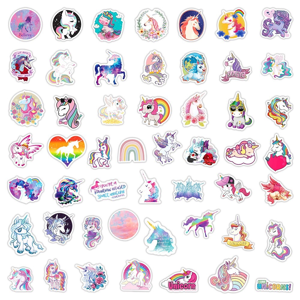 100pcs Unicorn Stickers, Cute Rainbow Universe Stickers, #138