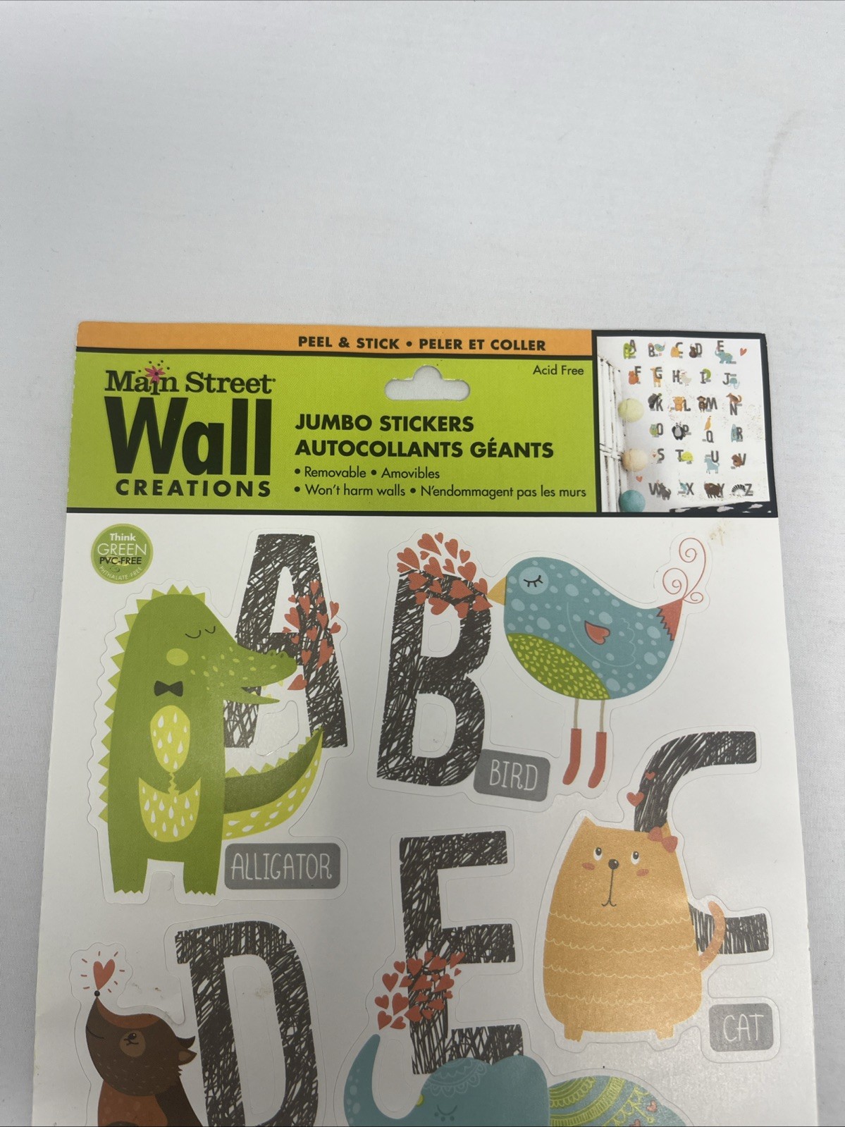 26 PCS! A-B-C's & Names of Farm & Wild Animals Theme Removable Wall Decals NEW!
