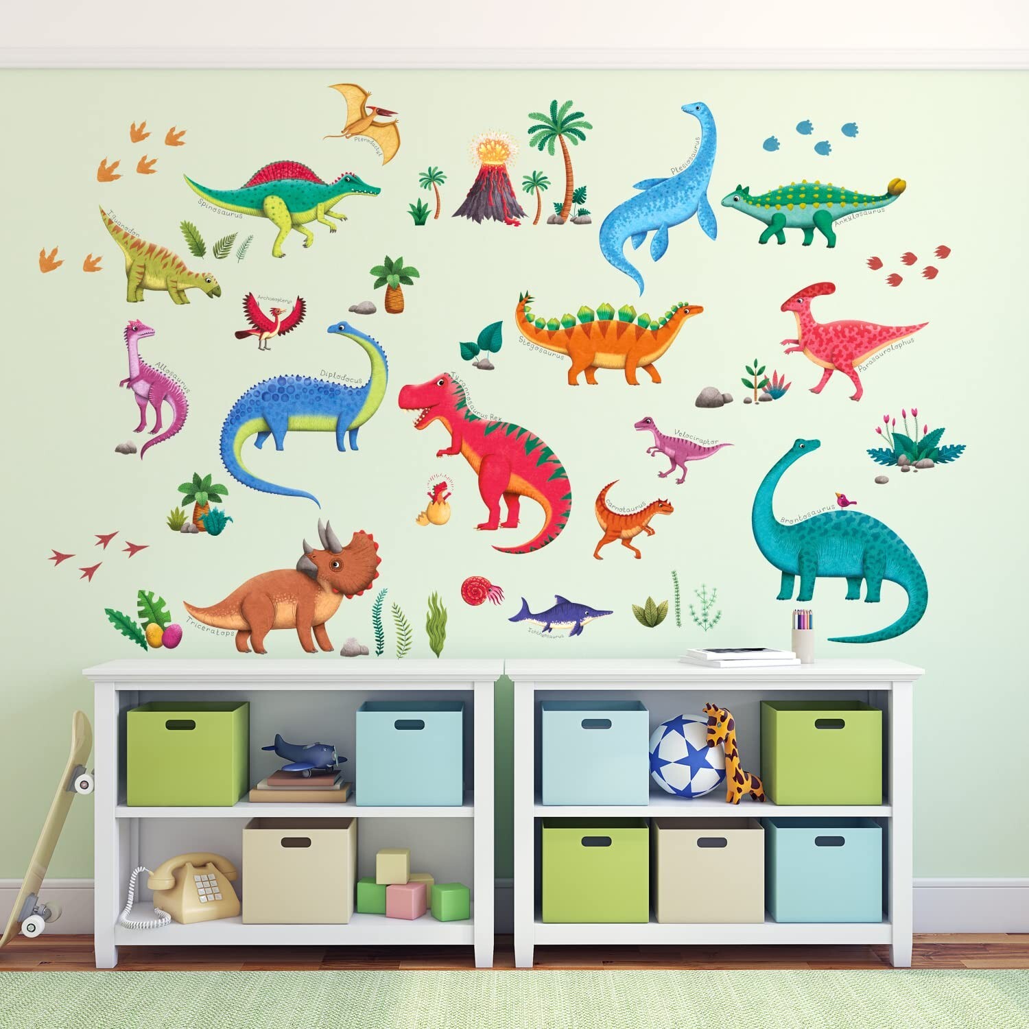 DECOWALL DS9-2115 Large Dinosaur Wall Decals Dino Stickers for Kids Boys Baby…