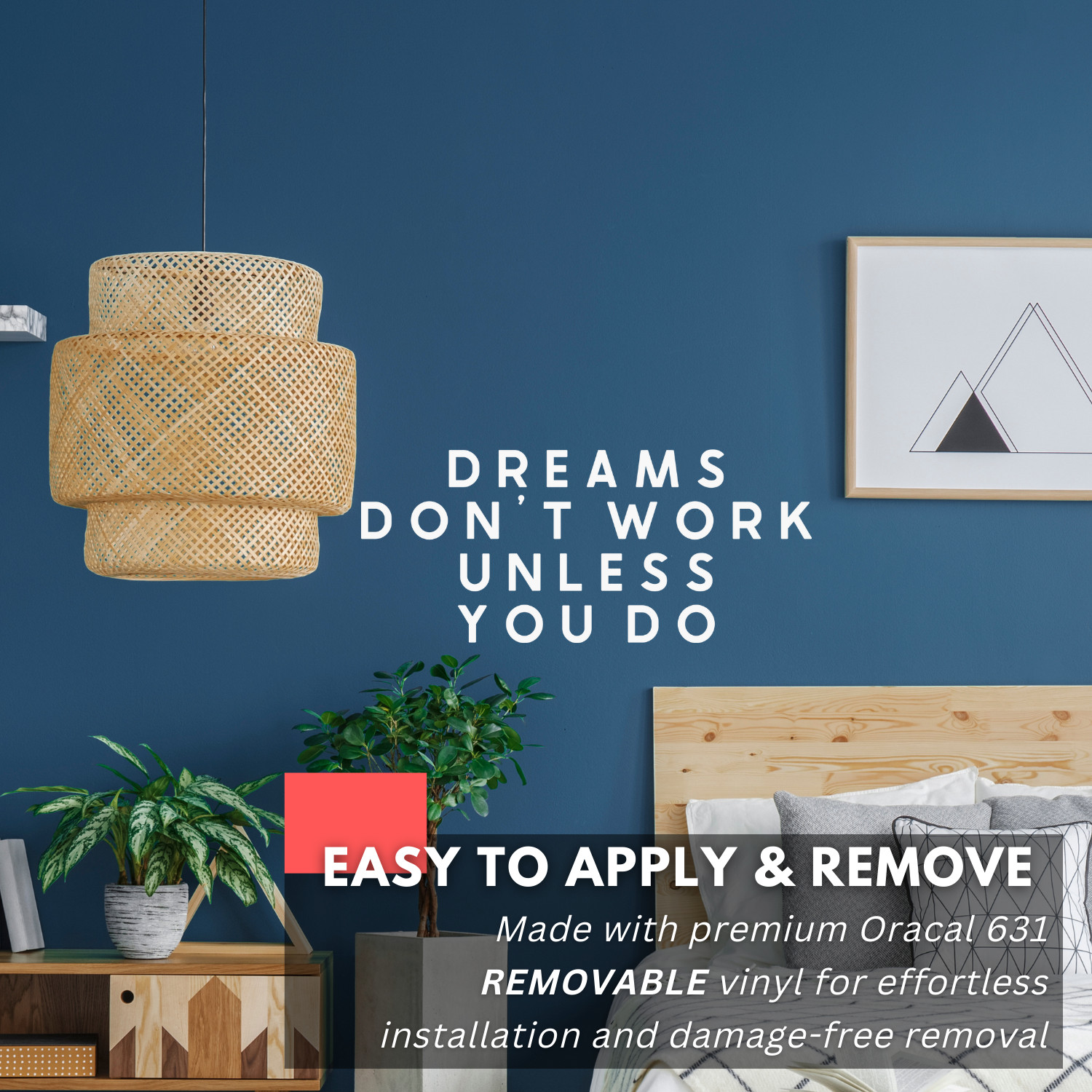 Motivational Wall Decal – Dreams Don't Work Unless You Do – Office & Gym Decor