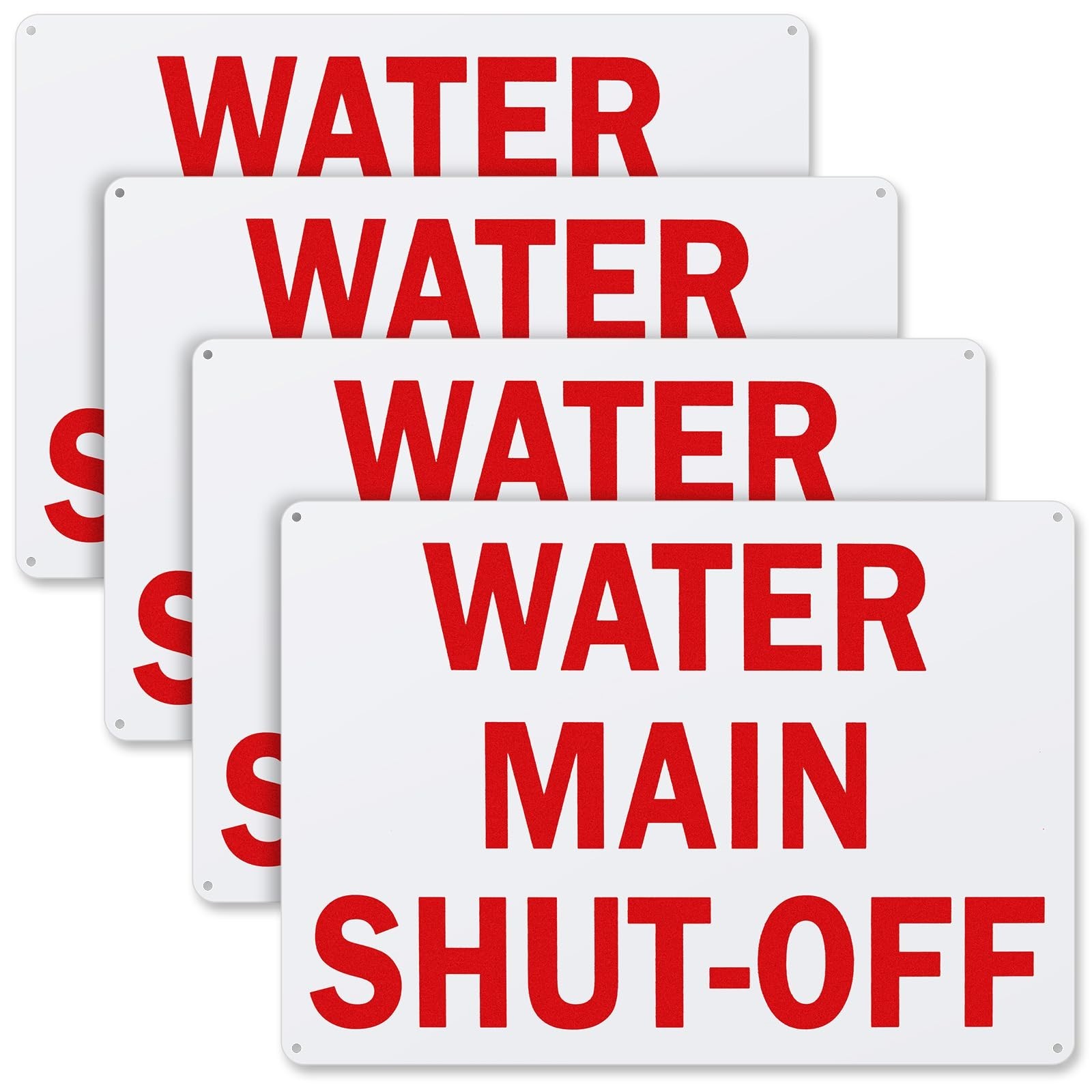 4 Pcs Water Shut Off Sign 10"x14" – Indoor Outdoor Safety Caution Notice