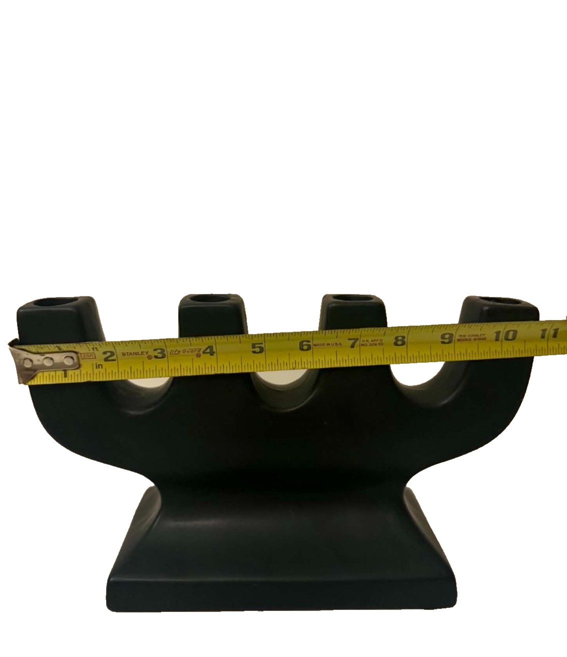 Modern Black 4-Candle Holder Minimalist Sculptural Candelabra Decor