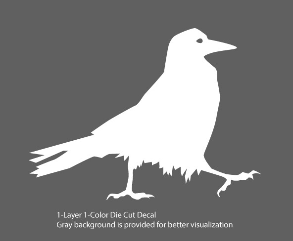 Wildlife – Birds – Walking Raven/Crow Decal – 6Yrs Outdoor Vinyl Die-Cut Sticker