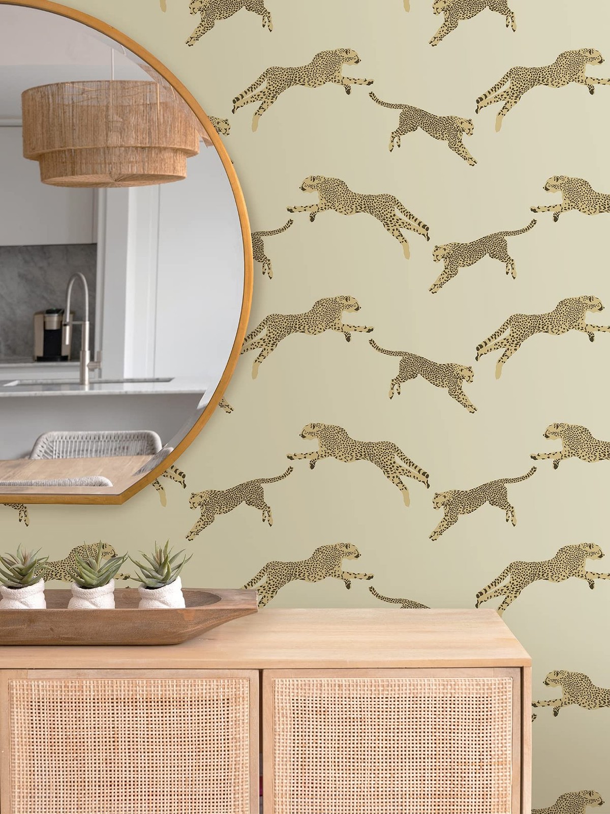 Scalamandre Dune Leaping Cheetah Peel & Stick Wallpaper Neutral