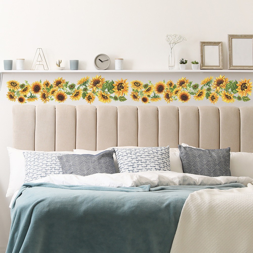 Practical Wall Sticker Sunflower Edge Line 1 Set 14*114cm 5.5*44.8inch