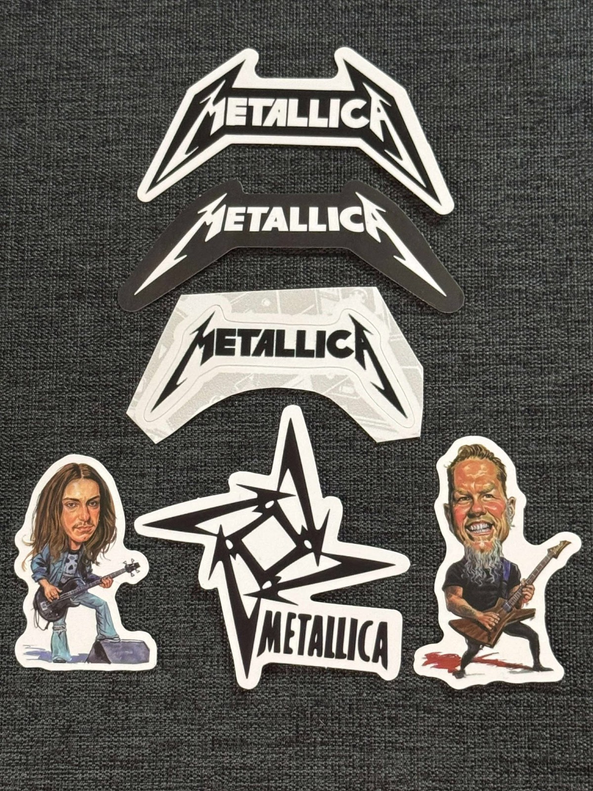 Lot (5) METALLICA 1" to 3 3/8" Band Logo STICKERS Burton HETFIELD Free SHIP!