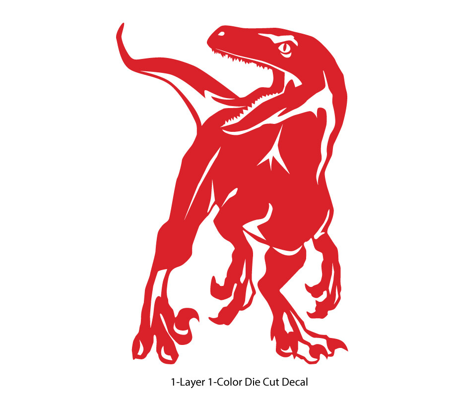 Dinosaur – Roaring Velociraptor #1 – Jurassic Period – 4-21" wide – DieCut Decal