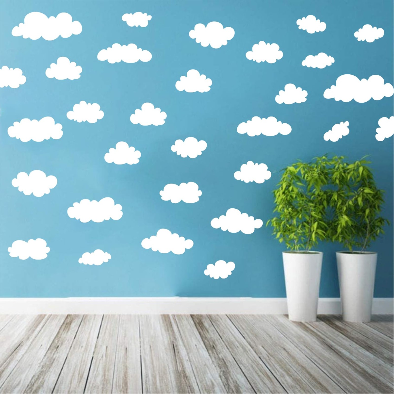 34 Pcs White Clouds Wall Ceiling Decals for Baby Nursery Bedroom Wall Art Decor