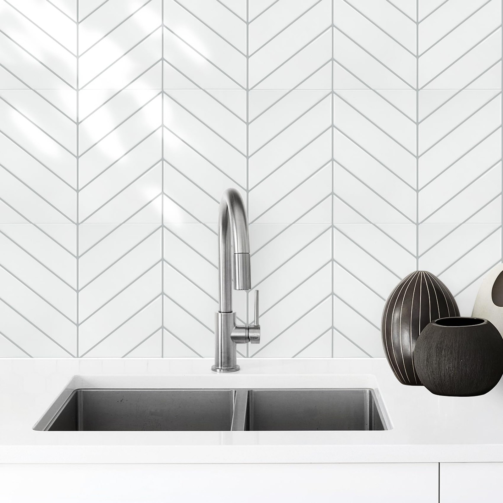 10 Sheets Thicker Herringbone Peel Stick Backsplash, 12.6”×9.7” Self Adhesive