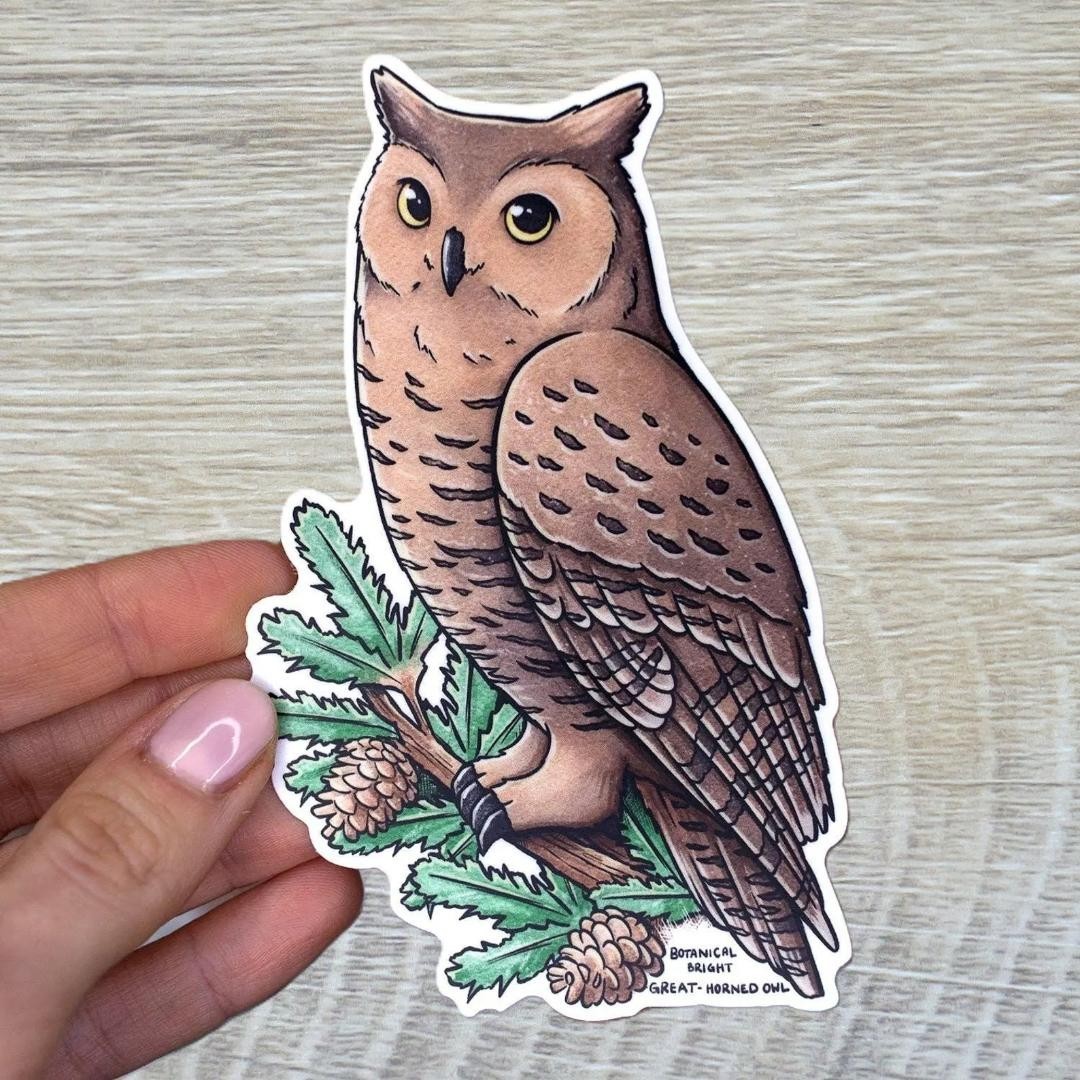 Great Horned Owl Sticker – Waterproof Vinyl Wildlife & Nature Decal