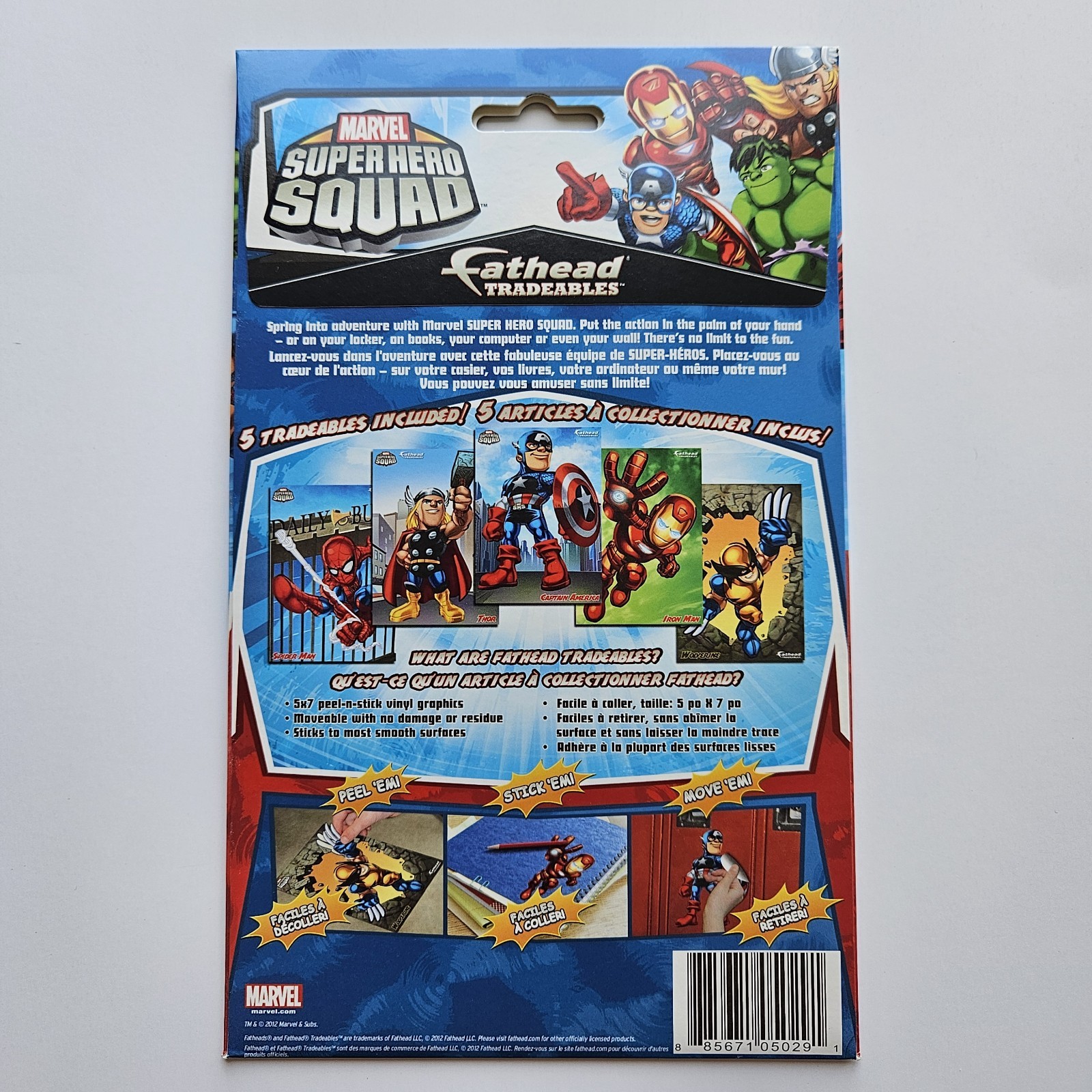 NEW Lot Of 5 Marvel Super Hero Squad Fathead Peel N Stick Vinyl Graphics 5×7 Cap