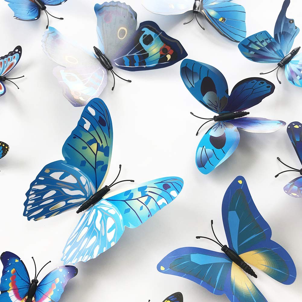 3D Butterfly Wall Stickers 36pcs PVC Colorful Blue Green Red Yellow – DIY Art