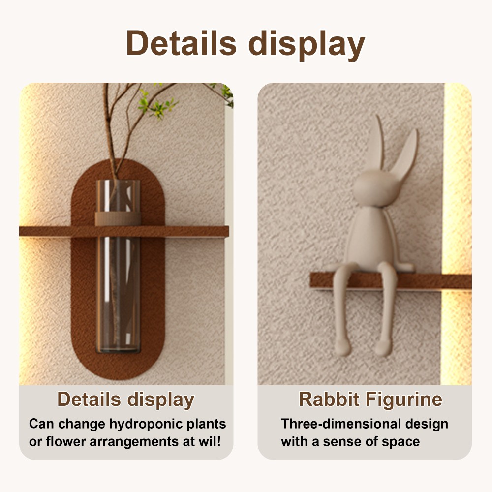 Adjustable 3-Color LED Sandstone Wall Decor with Simulated Green Plants