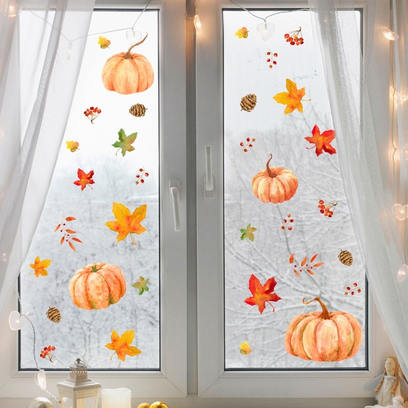 Static Window Stickers Decal Glass Home Furniture PVC Pumpkin Autumn New