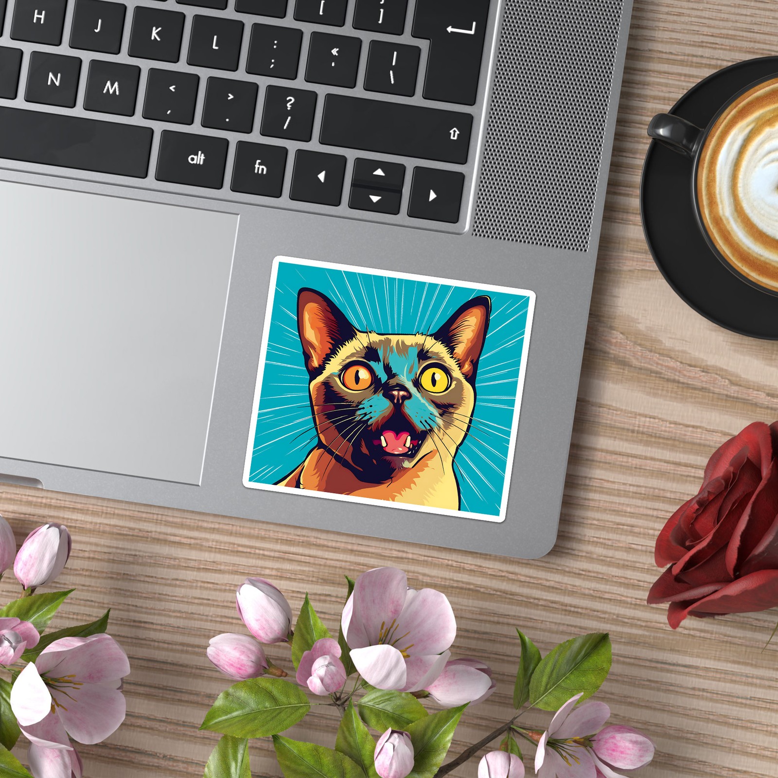 Popart Burmese Cat – Vinyl Decal Sticker – Car Window Laptop – ebn11858