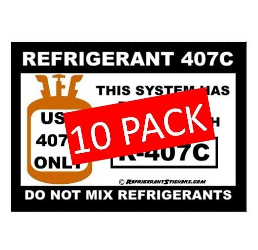 Refrigerant Retrofit Stickers X10- Properly Label Unit After Converting to R407C