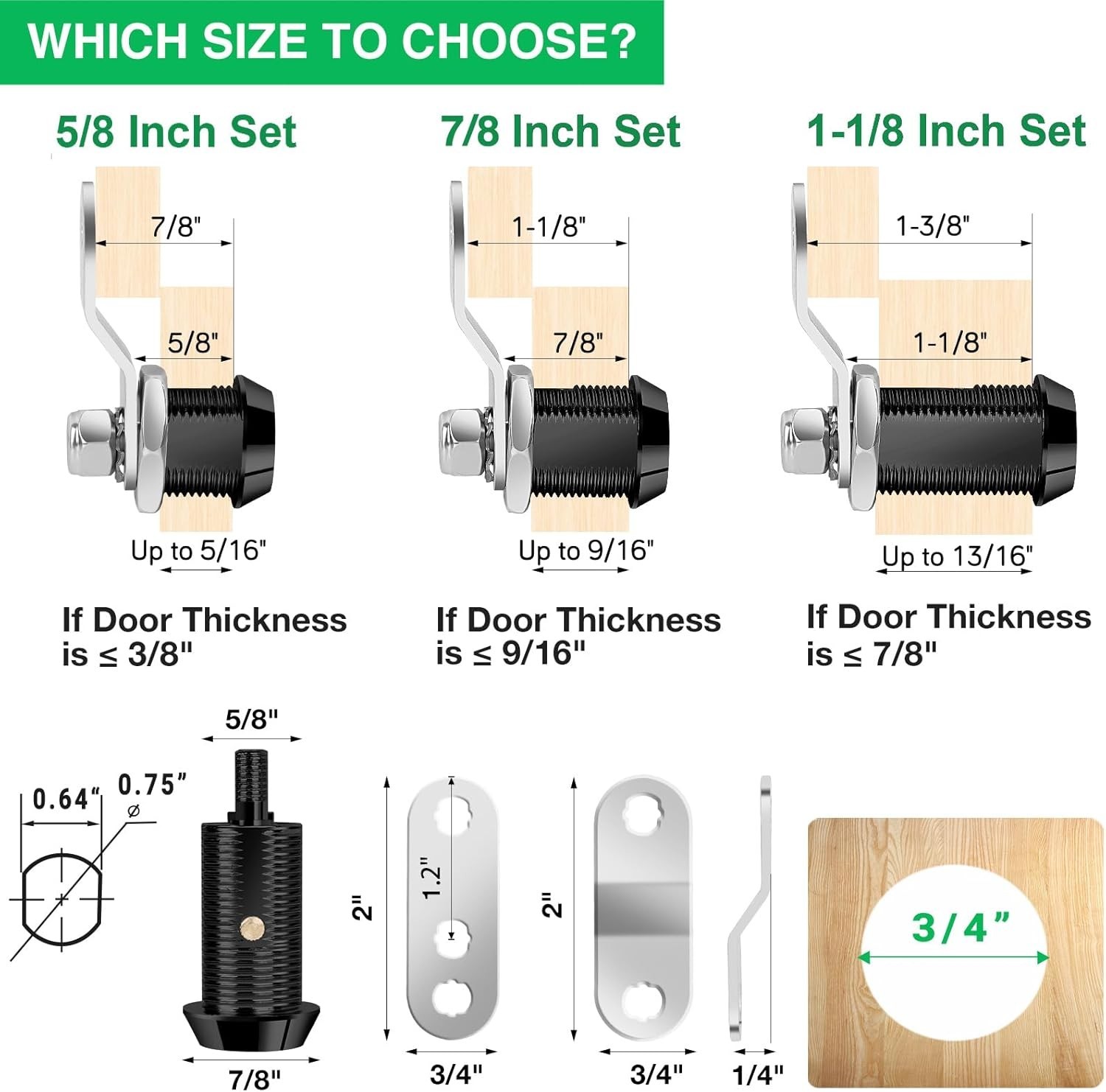 10 Pack Cabinet Lock with Keys, 1-1/8" RV Storage Lock Keyed Alike, RV Locks for