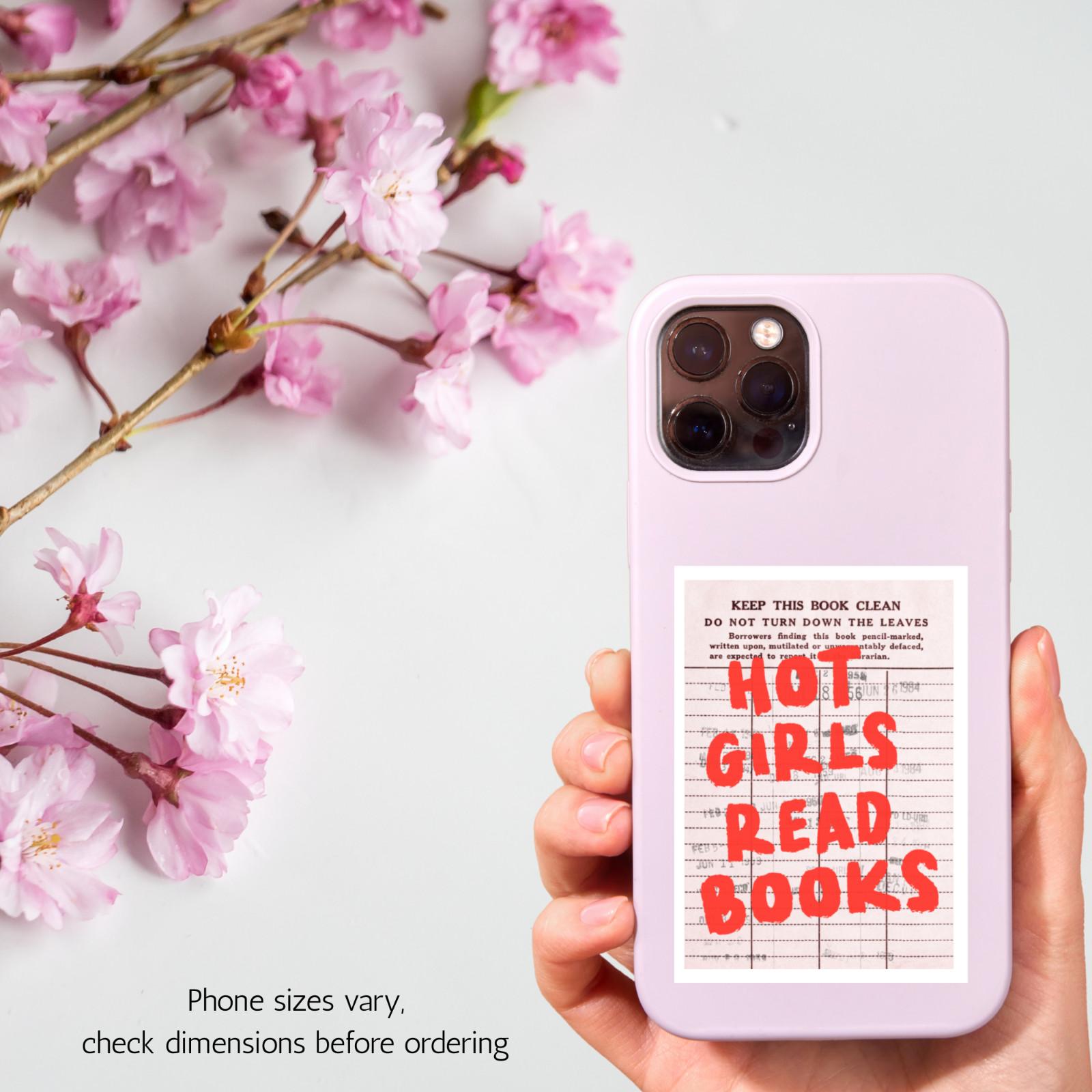 Hot Girls Read Books Vinyl Sticker 3.5in Reader Quote Library Card Bookish Decal