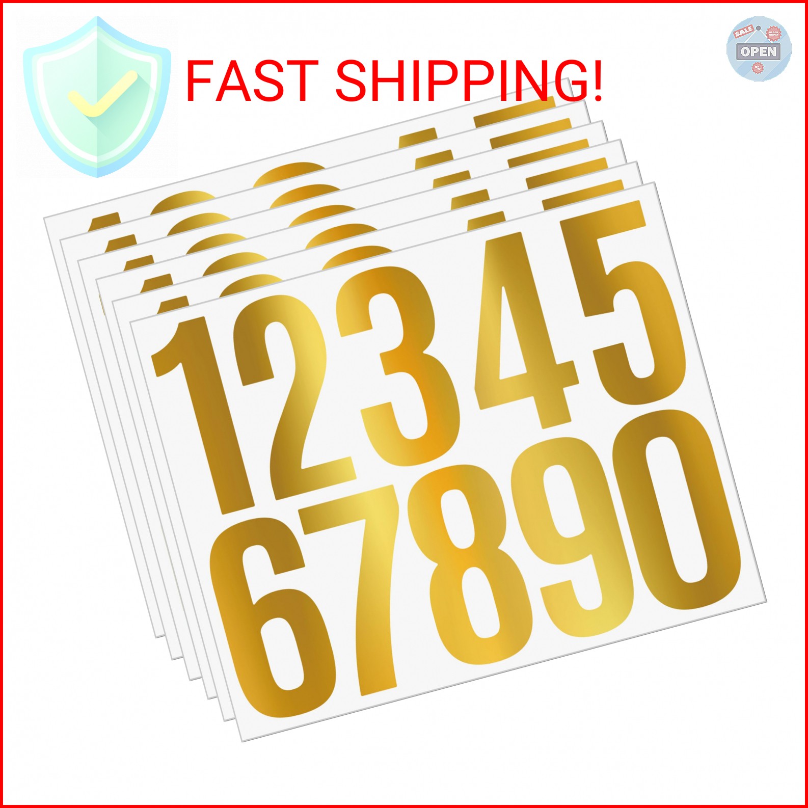 60PCS 3 Inch Gold Vinyl Number Stickers – Waterproof Adhesive Numbers 0-9 for Ma