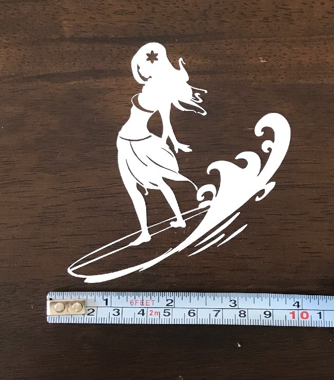 Surfer Girl Sticker Decal – Hawaii Surf Waves Tropical Surfing Beach Surfboard