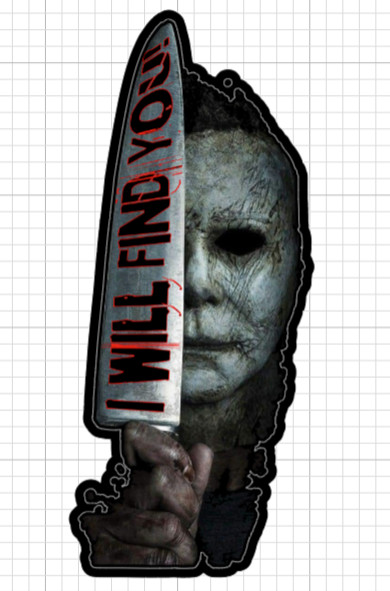 (2) Michael Myers Halloween Sticker I Will Find You Knife Vinyl Decal Horror