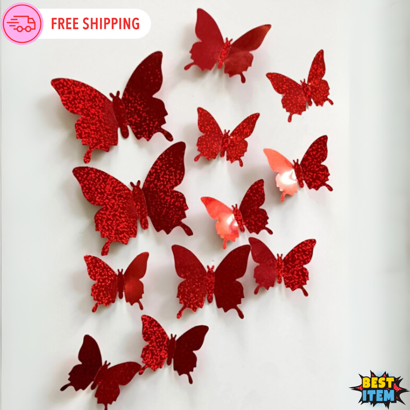 12pcs Butterfly Wall Stickers 3D Vinly Decal for Home & Festival Decoration Gift