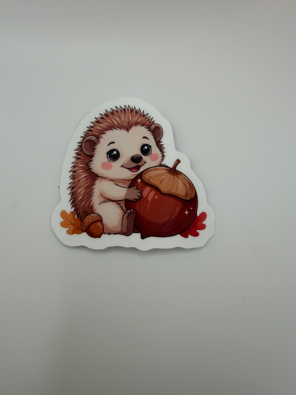 Cute Kawaii Hedgehog Acorn Vinyl Sticker Waterproof