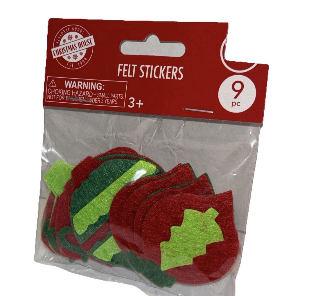 1 Pack Cute Christmas Ornament Felt Stickers—(NEW)—SHIPS IN 24HRS