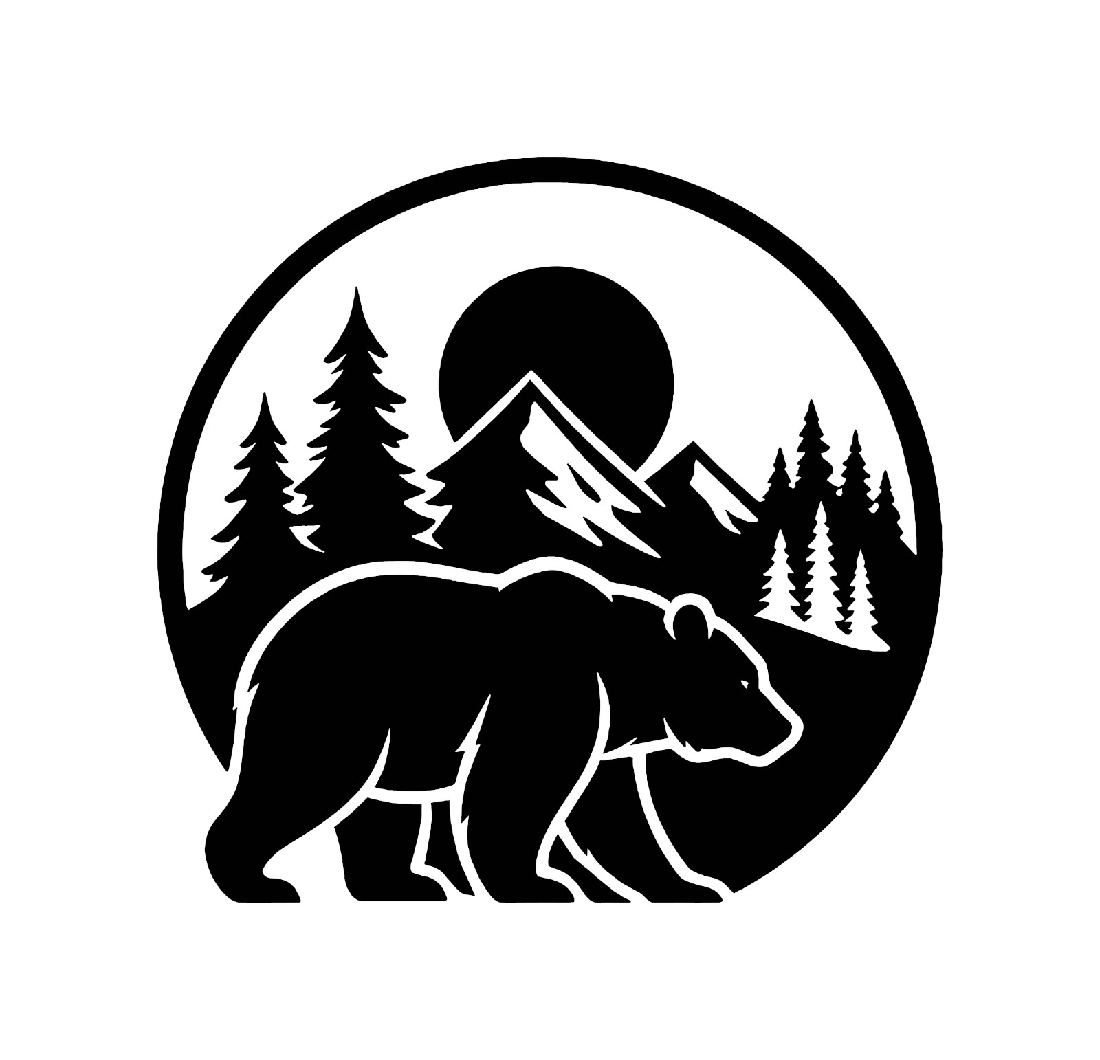 Bear Vinyl Decal Mountain Forest Silhouette Sticker Wildlife Outdoors Camping